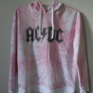 AC⚡DC logo pink tie-dye graphic hoodie